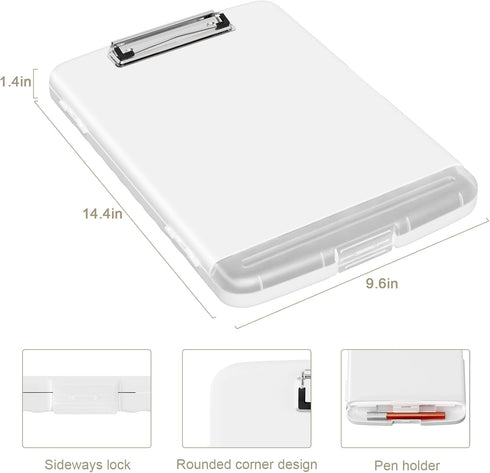 Clipboard with Storage, 8.5x11" Storage Clipboards with Pen Holder and A4 Legal Paper Folder, Heavy Duty Plastic, Folio & Side-Opening, Low Profil...
