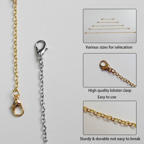10 Pack Necklace Extenders, Alloy Extender Chains Set, Necklace Extender, Necklace Extendaer, Stainless Steel Necklace Extender, Necklace Extensio...