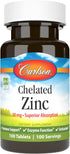 Carlson - Chelated Zinc, 30 mg - Superior Absorption, Immune Support & Enzyme Function, Antioxidant, 100 tablets...