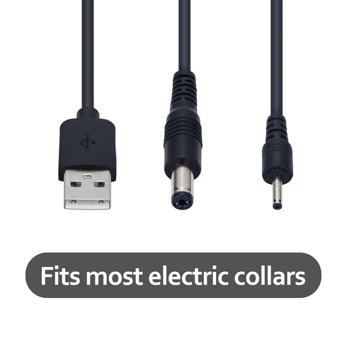 USB Charger Cable for PetSpy, IPETS, Petrainer, TrainPro, PETTECH Electronic Training Collar & Dog Shock Collar, Charging Cord with 2 DC Barrel Co...