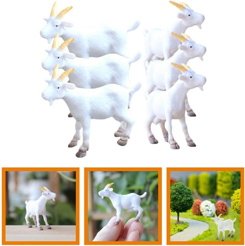 NUOBESTY Mini Goat Figurines 6pcs Plastic Realistic White Goat Animals Simulated Small Lambs Action Models Tiny Farm Sheep Figures Learning Educat...