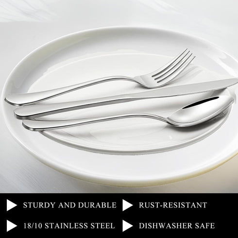 Dinner Forks, Set of 6 Top Food Grade Stainless Steel Silverware Forks, Flatware Set,8 Inches, Mirror Finish & Dishwasher Safe, New Apartment Esse...