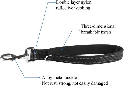 12" Dog Short Leash Lead -Heavy Duty for Puppy Small Medium Large Dogs (Black White)...