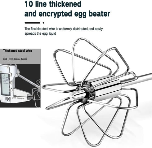 Stainless Steel Semi-Automatic Whisk Egg Whisk Hand Push Rotary Whisk Blender Semi Auto Egg Beater Hand Push Mixer Stirrer Egg Scrambler for Blend...