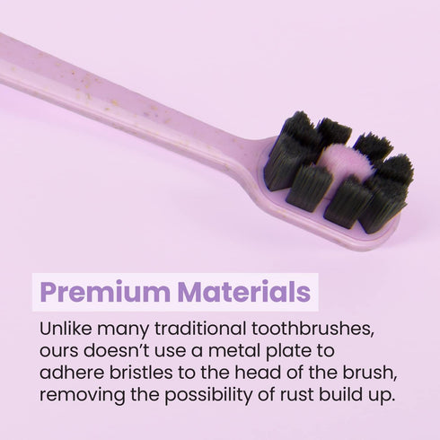 Lindo EcoCare Polishing Toothbrush - Charcoal Infused Bristles & Biodegradable Handle, for Sensitive Gums and Teeth, 12000+ Ultra Fine Charcoal In...