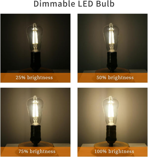 12 PCS ST58 (ST19) LED Edison Bulbs, Dimmable Vintage Antique LED Filament Light Bulbs, 6W Equivalent 60 Watt, Natural White 4000K, 600 Lumens, E2...