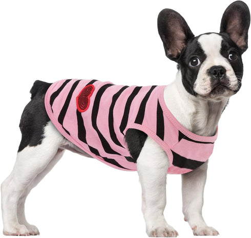 Queenmore Dogs Cats Cotton Vest,Dog Striped T-Shirt,Soft Cool TShirts Sleeveless Stripe Vests for Small Medium and Large Dogs&Cats...