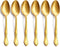 Matte Gold Dinner Spoons, FULLYWARE Stainless Steel Satin Finish Soup Spoon Table Spoon Set of 6, Rose Pattern Design, Dishwasher Safe...