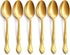 Matte Gold Dinner Spoons, FULLYWARE Stainless Steel Satin Finish Soup Spoon Table Spoon Set of 6, Rose Pattern Design, Dishwasher Safe...