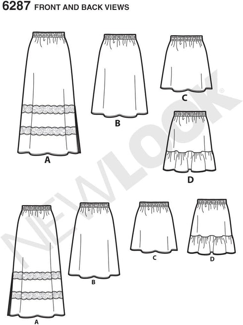 Simplicity Creative Patterns New Look 6287 Misses' Pull On Skirt in Four Lengths, A (10-12-14-16-18-20-22)...