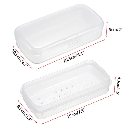 JUXYES Plastic Sterilizing Tray for Nail Art Accessories Tools, Portable Nail Art Tool Sterilizer Tray with Strainer, Fully Transparent Storage Bo...