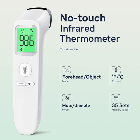 No-Touch Thermometer for Adults and Kids, Fast Accurate Digital Thermometer with Fever Alarm & Silent Mode, FSA HSA Eligible, Easy-to-use, Forehea...