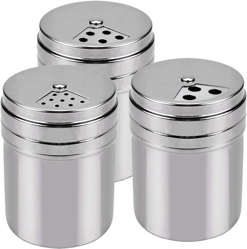 Seasoning Bottle Outgeek 3Pcs Shaker Spice Bottle Airtight Spice Shaker with Top Rotatable Seasoning Shaker Kitchen Gadget (Silver)...