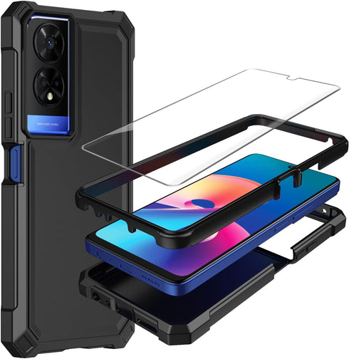 for TCL 50 XE case, with Tempered Glass Screen Protector 360 Full-Body Soft TPU Bumper Shockproof Silicone Protective Phone Cover Case for TCL 50 ...