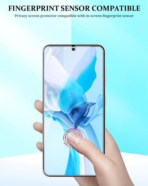 Compatible for Samsung Galaxy S24 Plus Privacy Screen Protector Tempered Glass with CD Texture Black Camera Lens Protector, Support Fingerprint ID...