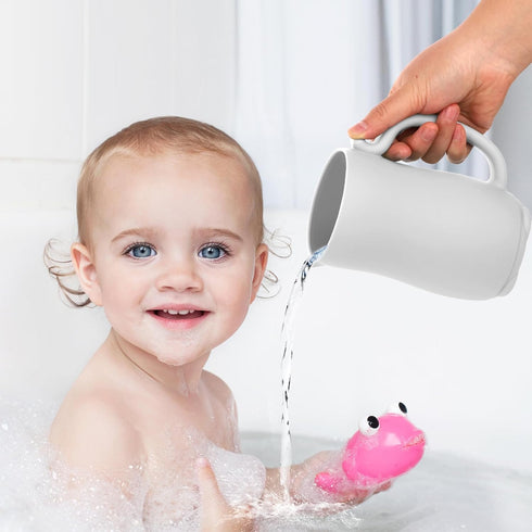 Baby Bath Rinse Cup, Silicone Rinse Shampoo Rinser Baby Hair Rinse Cup with Easy-to-grip Handle to Rinse Soap & Shampoo for Baby Bath Essentials(S...