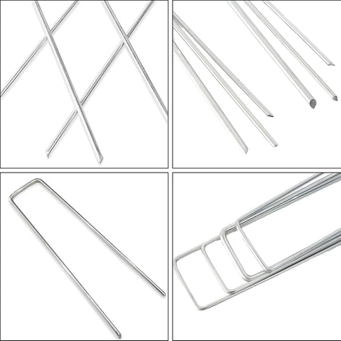 12 Pack Garden Stakes Landscape Staples, 5 inch U-Shaped Tent Stakes 11 Gauge Galvanized SOD Pins Lawn Stakes for Weed Barrier Fabric Securing, Fe...