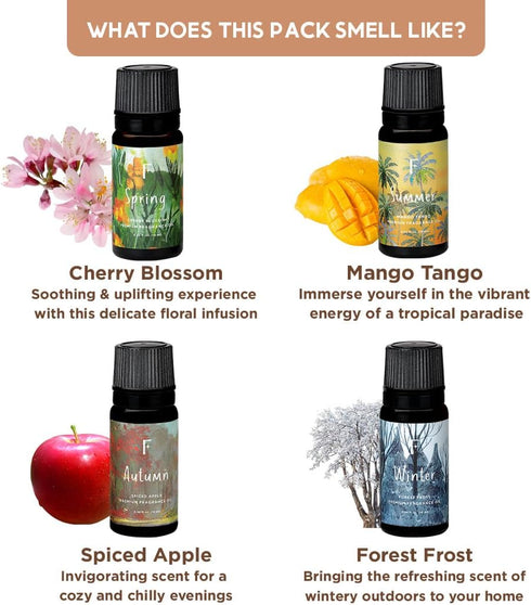 Folkulture Essential Oils for Diffuser for Home, Set of 4 Essential Oils Set, Diffuser Oils Scented, Essential Oils for Candle Making, Diffuser Oi...