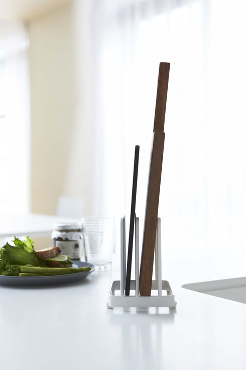Yamazaki Home Plate Cutting Board Stand – Kitchen Storage Rack Holder Organizer...