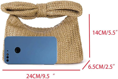 Verdusa Women's Bow Wrist Handbags Woven Purse Top Handle Straw Clutches...