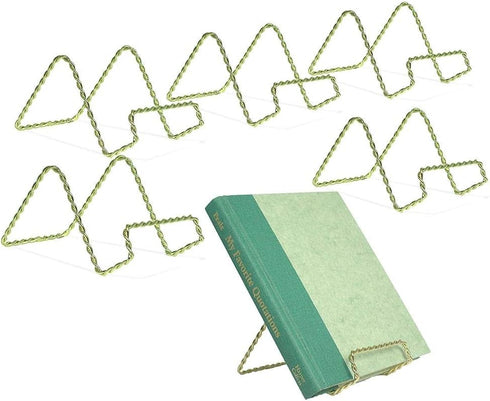BANBERRY DESIGNS Wire Easel Display Stand - Twisted Brass Metal - 3 Inch - Pack of 6 - Craft Accessory - Small Books or Photos...