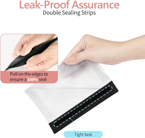 PACKISM Leak Proof Clear Travel Pouch - Sealed TSA Approved Toiletry Bag, BPA-free Reusable, Semi-Transparent Clear Cosmetic Bag with Flat Bottom,...