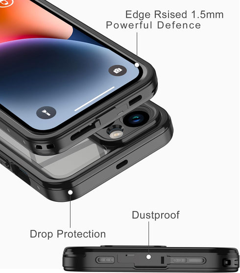 for iPhone 14 Plus Case Waterproof 6.7'', Full Protective Shockproof Dustproof Phone Case with Screen Protector for iPhone 14 Plus (Clear)...