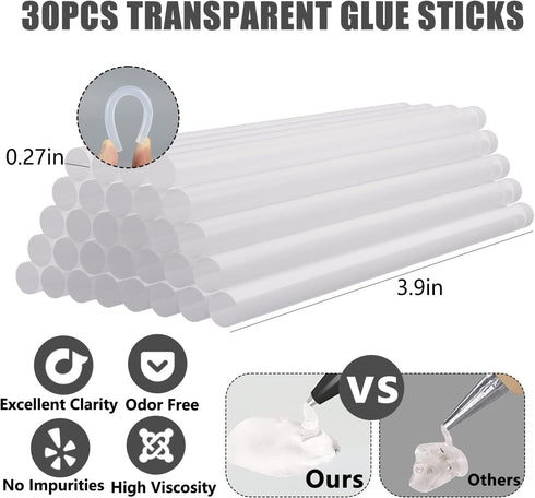 Hot Glue Gun Kit Cordless & Rechargeable with 30PCS Glue Sticks, Glue Gun and Sticks Set 15 Mins Smart Power-Off Mini Glue Gun for Crafts School D...