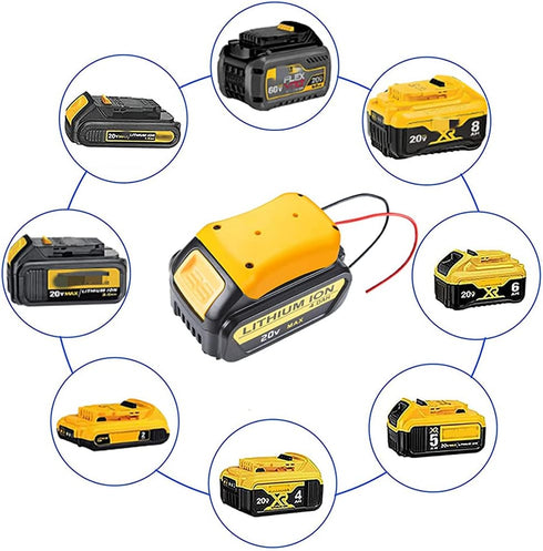 2 Packs Upgrade for DeWALT Battery Adapter Power Source Mount for Dewalt 20V Battery Adaptor Dock with Wires Battery Converter Connector DIY Power...
