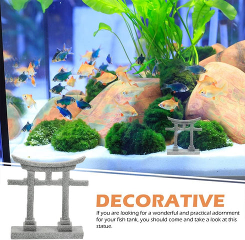 GANAZONO Japanese Shinto Shrine Torii Gate Aquarium Torii Miniature Ornament Bridge Landscape Ornaments for Fish Tank Decoration...