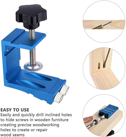 46Pcs Pocket Hole Jig Kit, 15 Degree Pocket Hole Jig with Drill Guide Joint, Adjustable Woodworking Inclined Hole Locator, Carpentry DIY Wood Work...