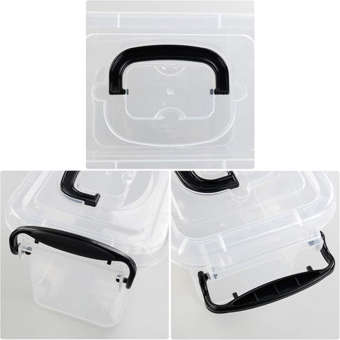 Idotry 6-Pack Mini Plastic Storage Latch Box, 1.5 L Clear Plastic Mini Latch Box...