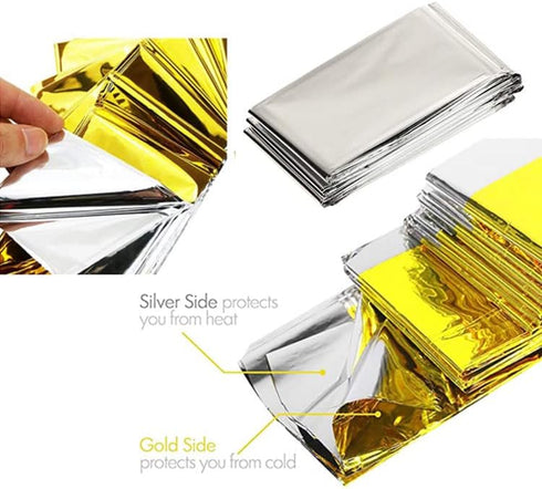 GALAXYLENSE Emergency Mylar Thermal Blanket for Survival First Aid Kits Army Outdoors Hiking Camping Bug Out Trauma Desert All Weather Condition P...