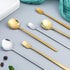 Stainless Steel Coffee Spoons, 6.7 Inch Stirring Spoons, Cocktail Stirring Spoons for Coffee Tea Dessert Cake Ice Cream Cappuccino (Round-Silver-4...