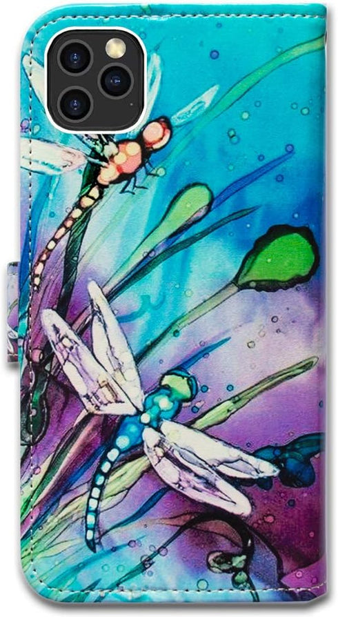 Case for iPhone 12 Pro Max, Cute Dragonfly Leather Flip Wallet Case Cover with Card Slot Holder Kickstand for iPhone 12 Pro Max...