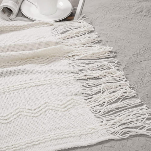 BATTILO HOME Cream Throw Blanket for Couch, Bedroom Decor Boho Throw Blanket, Decorative White Blanket Throw for Sofa Living Room, 50"x60"...