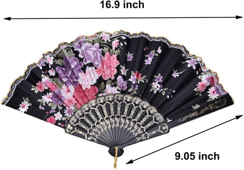 8 PCS Floral Hand Fans, Spanish Folding Hand Fan, Flower Dancing Fans,Summer Handheld Folding Fans Party Favors for Girls Women (8 Pack, Flower Pa...