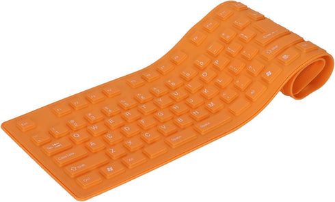 ASHATA Foldable Silicone Keyboard USB Wired Keyboard Mute Waterproof Rollup Keyboard for PC Laptop Notebook, 2 Color, 108 Keys(Orange)...
