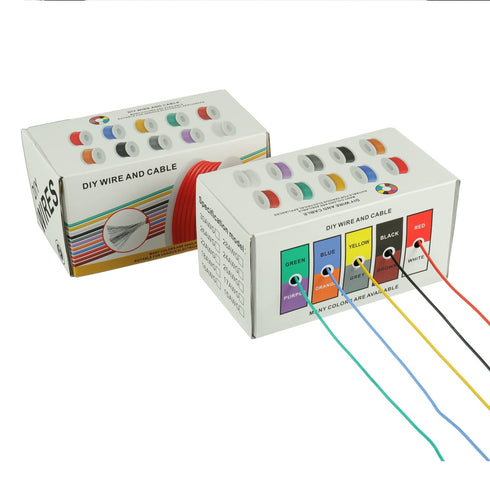 BOJACK 26 AWG Flexible Silicone Wire Electric Wire Hook up Wire Kit 300V Cables with Plus 20 ?3mm Heat Shrink Tubings and a Mini Wire Stripper(5 C...