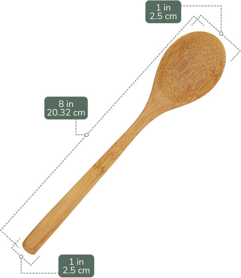 BambooMN 8" Reusable Solid Bamboo Deluxe Dinner Spoon - Dining Flatware - Kitchen Utensils - 10 pcs...
