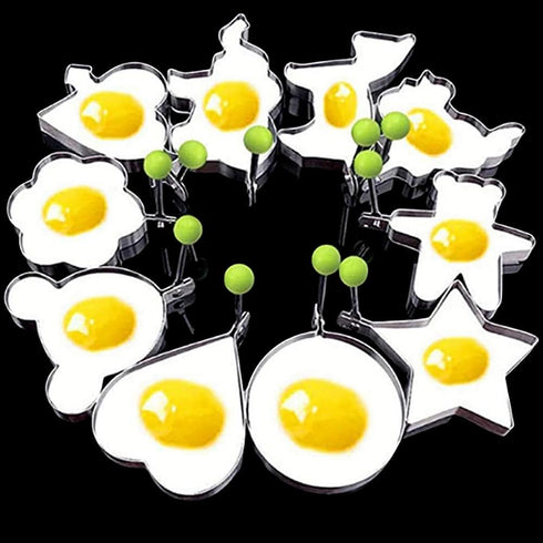 Fried Egg Mold Ring Set of 10 - Stainless Steel Non-Stick Egg Shaper Ring...