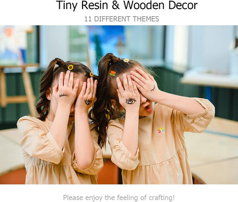 225 pcs Tiny Resin Bee Wooden Ladybug Daisy Flower Mushroom Decor, Bumble Bee Embellishment Epoxy Slime Charm Miniature Fairy Garden Accessories F...