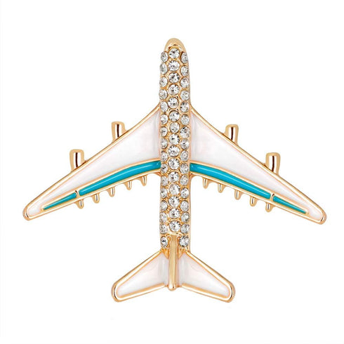 YAZILIND Rhinestone Aircraft Airplane Brooch Pins Women Breastpin Corsage Girls Jewelry Gift...
