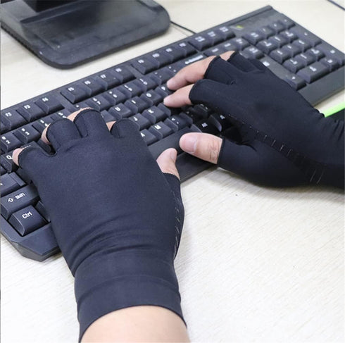 Fingerless Copper Arthritis Gloves Compression Gloves for Swelling and Stiffness Carpal Tunnel Pain Relief Gloves, Copper Infused Gloves for Arthr...