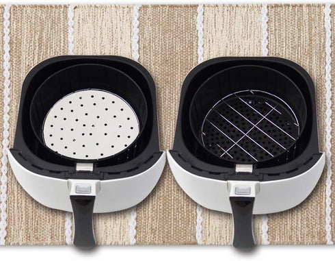 Air Fryer Liners - 7" 8.5" 9"10" Parchment Paper Bamboo Steamer liners Perforated Anti-stick Waterproof 100% Pure Raw Wood Pulp by EBIGIC...