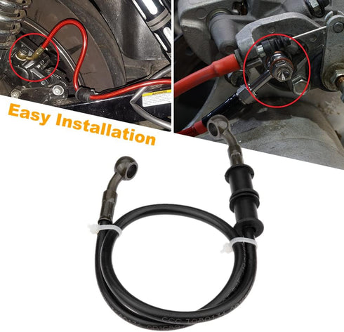 Mtsooning Motorcycle Brake Hydraulic Line, 60cm/23.6inch Braided Clutch Oil Pipe, Stainless Brake Hose Replacement for ATV Motorbike Pit Dirt Bike...