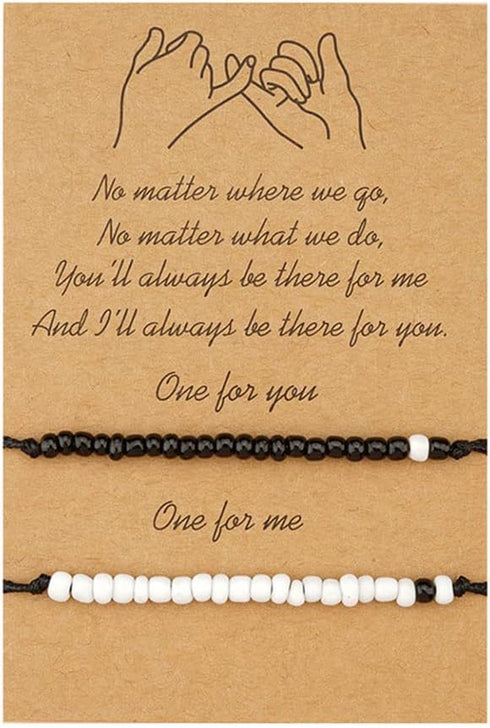 Pinky Promise Bracelet for Couples Fiance Gifts for Couple Bracelets for Boyfriend and Girlfriend Gf Gifts for Your Bf Mother Son Bracelets Set fo...