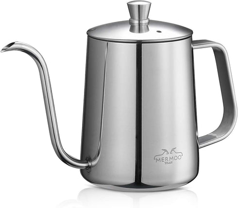 MERMOO YILAN Gooseneck Coffee Kettle 21oz Pour Over Drip Pot 600ml Long Narrow Spout Stainless Steel Water Dripper Kettle for Tea & Coffee(Silver)...