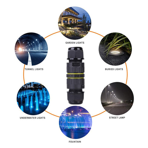 COMOPEZ 3Pin IP68 Waterproof Junction Connector Box 3 Pole Electrical Box Wire Connector Cable for Underground Outdoor Light,LED,Tree Strings, Cab...