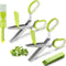 2-Pack Herb Scissors Set with 5 Blades & 3 Blades, Green Stainless Steel Kitchen Shears for Herbs, Veggies, Paper Shredding, with Cleaning Comb & ...